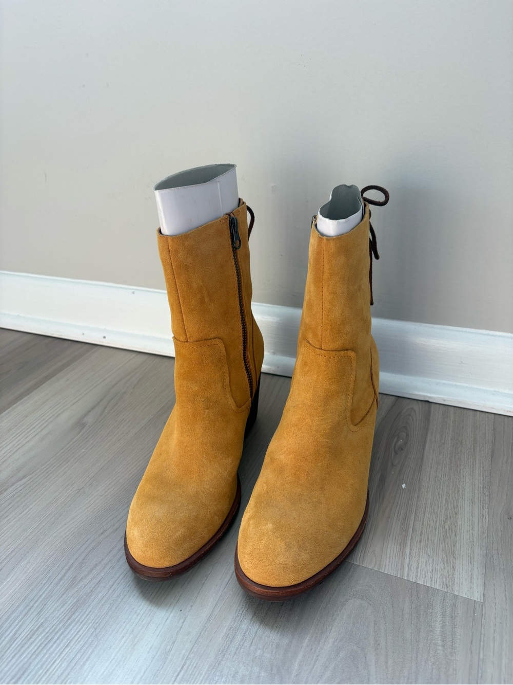 Kork-Ease Women's Suede Ankle Boots in Mustard Yellow - Picture 1 of 4